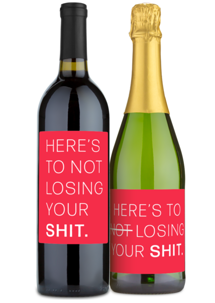 1 and 2 glass wine bottles Here's To Not Losing Your Shit 2 Pack Wine