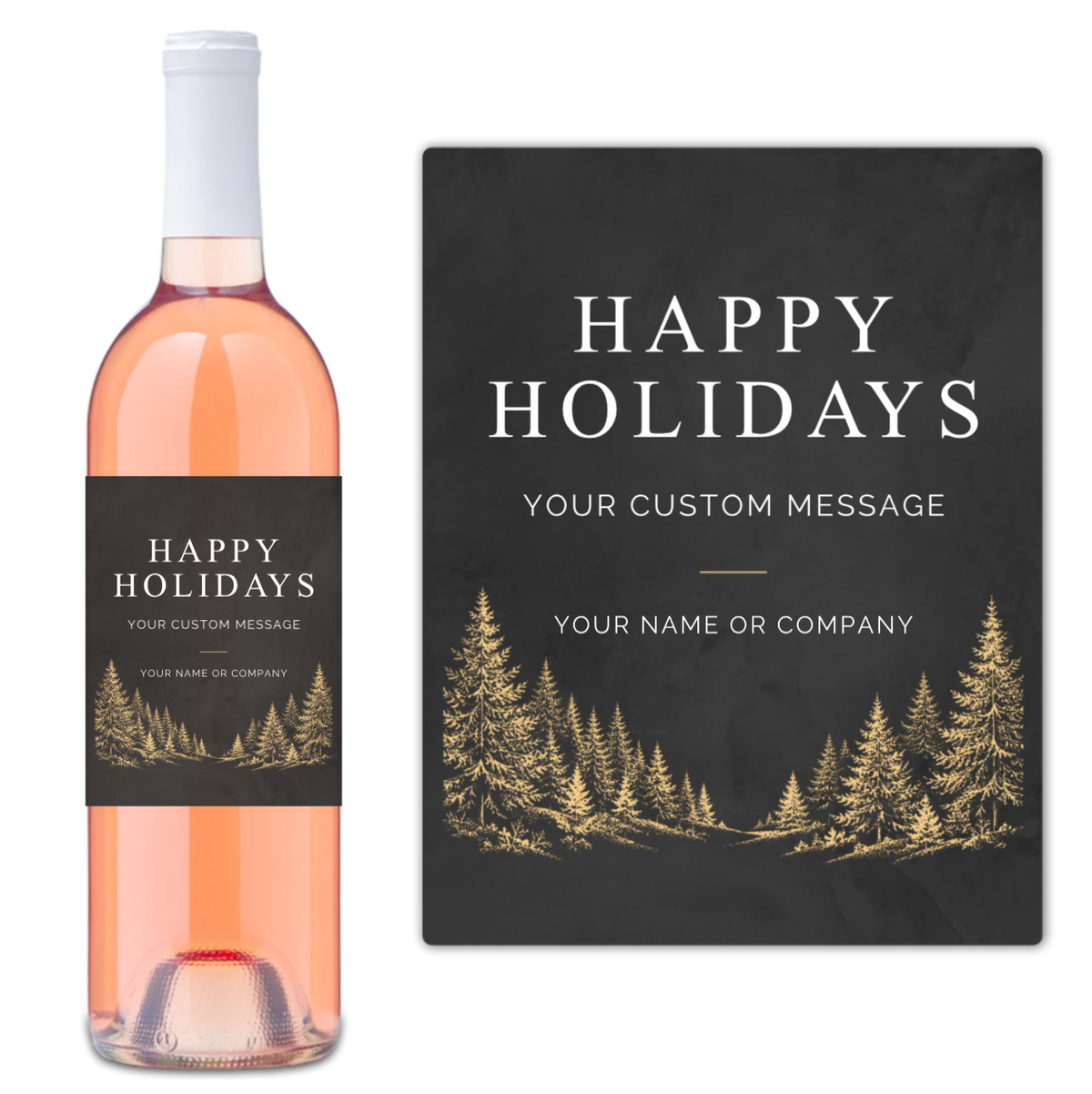 Golden Pines Happy Holidays - Custom Label Wine
