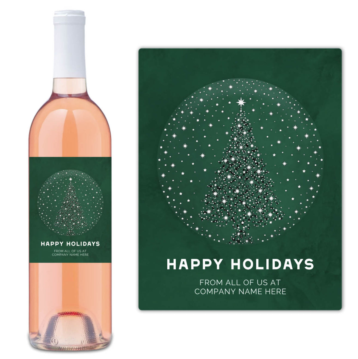 Starlit Tree Happy Holidays - Custom Label Wine