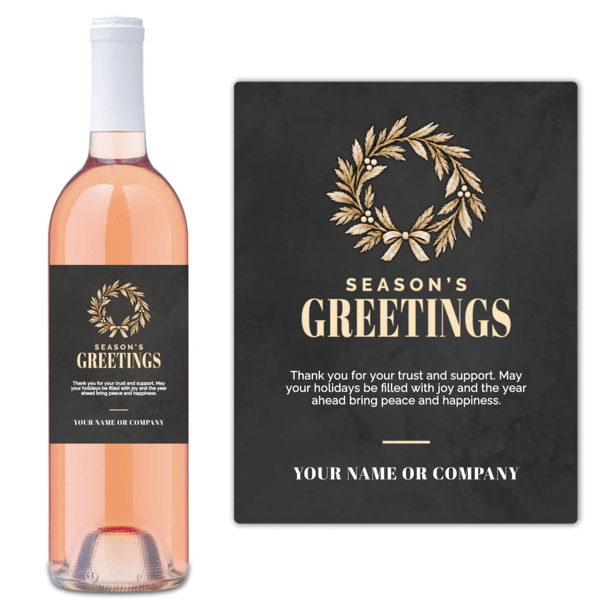Gold Wreath Season's Greetings - Custom Label Wine