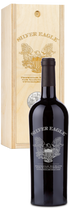 A Silver Eagle Napa Red Blend wine set sits in front of a box decorated with an eagle emblem.