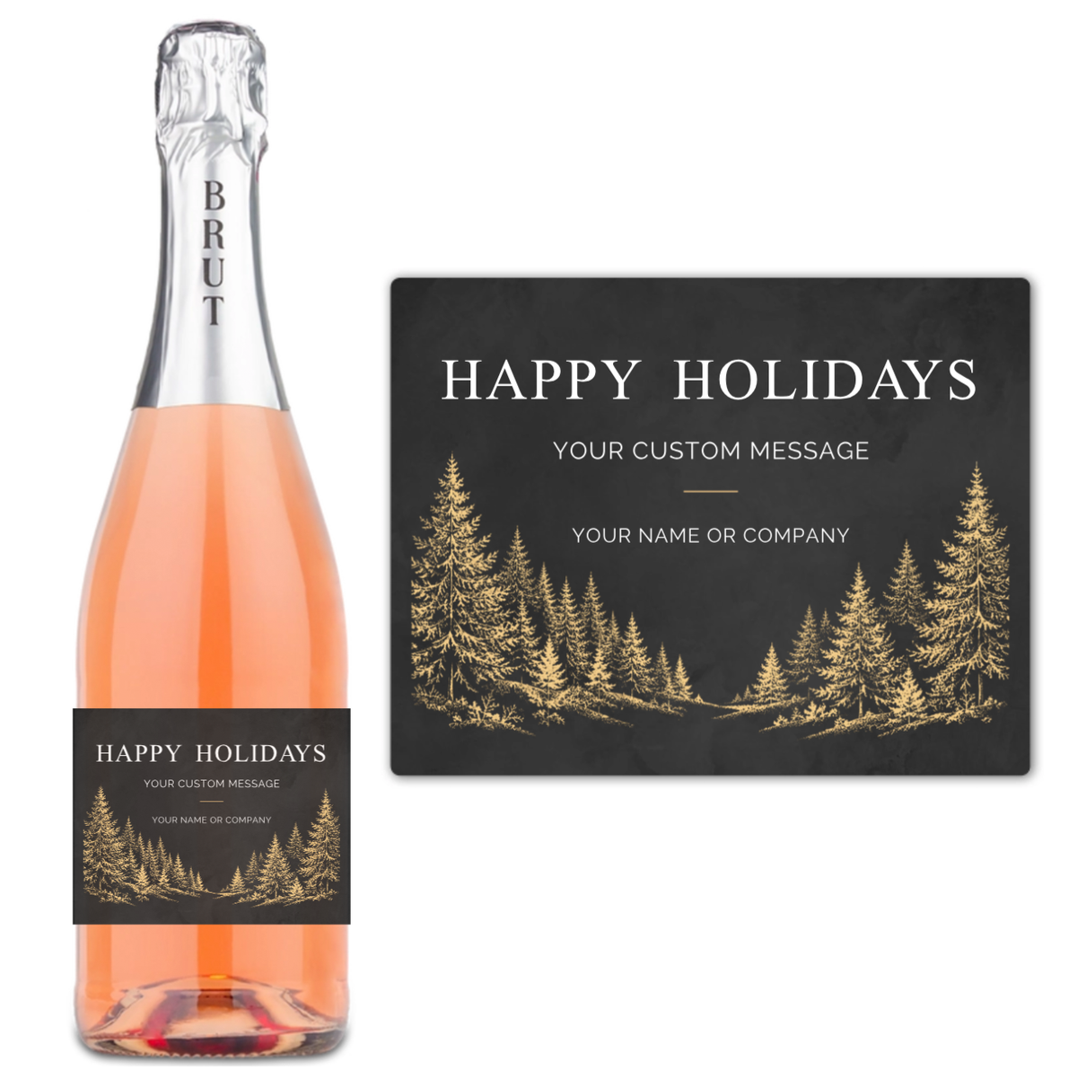 Golden Pines Happy Holidays - Custom Label Wine