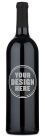 A dark bottle of Hutner Red Wine Blend by personalwine with a custom label reading Your Design Here in a bold circle.