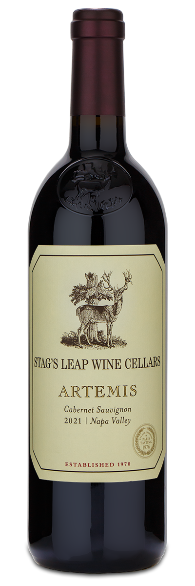 Stags Leap Artemis Cabernet Sauvignon wine bottle featuring a stag illustration on its label.