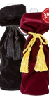 Gift wine in style with personalwines Velvet Wine Gift Bags—black & red, each with tassels, perfect for any occasion.