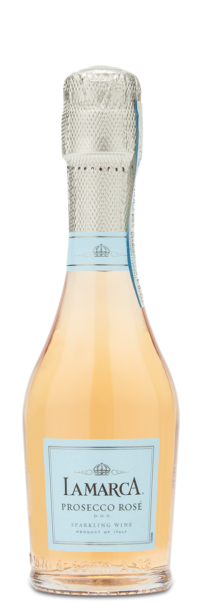 Mini Bottle of Iamarca Prosecco Rosé on a white background