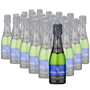 Mini bottles of Nicolas Feuillatte Brut Champagne are arranged, with one bottle in sharp focus at the front.