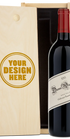 A bottle of 2021 Dunn Vineyards Napa Valley Cabernet Sauvignon with a custom engraved wooden wine box.