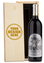 A Silver Oak Custom Wood Box Combo stands beside a box engraved with Your Design Here on the lid.