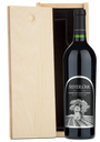 A custom engraved wood box wine gift set with Silver Oak Napa Valley Cabernet Sauvignon.