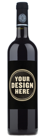 A Barkan Vineyards Estate Cabernet Sauvignon wine bottle with a blank white label that says YOUR DESIGN HERE.