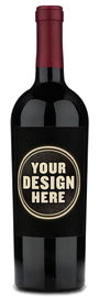 A bottle of Beaulieu Vineyard Tapestry Reserve Red Blend with a red cap and a blank label that says Your Design Here.