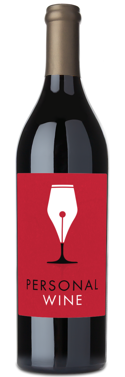 Wine bottle with a red label featuring an image of a wine glass and the words Caymus Vineyards California Cabernet Sauvignon.