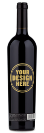 A 2019 Caymus Special Selection Cabernet Sauvignon bottle with a blank label reading YOUR DESIGN HERE in gold letters.
