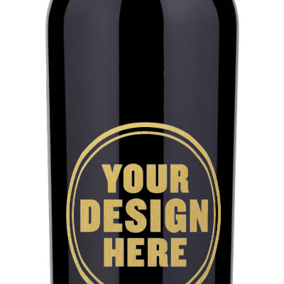 A 2019 Caymus Special Selection Cabernet Sauvignon bottle with a blank label reading YOUR DESIGN HERE in gold letters.