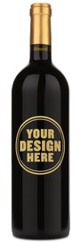 A 2020 Chateau des Ormeaux Lalande de Pomerol bottle with gold foil and blank label for your custom engraving.