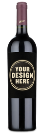 A Colome Estate Malbec wine bottle with a blank label that says YOUR DESIGN HERE.