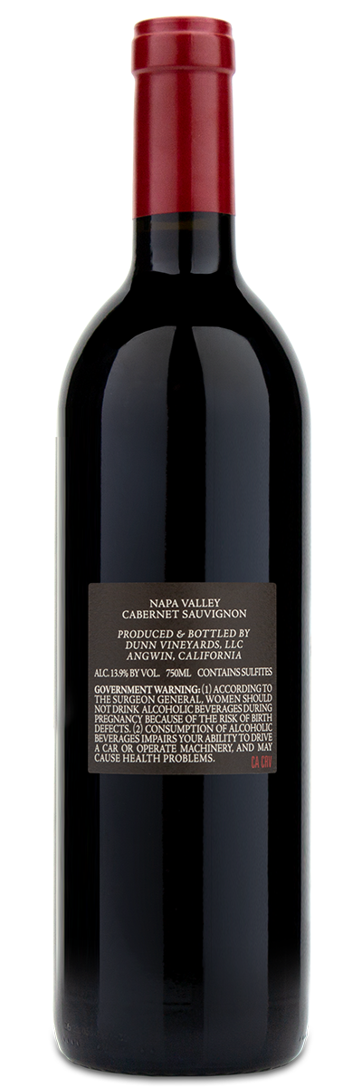 2021 Dunn Vineyards Napa Valley Cabernet Sauvignon bottle with a Napa Valley label and red foil capsule.