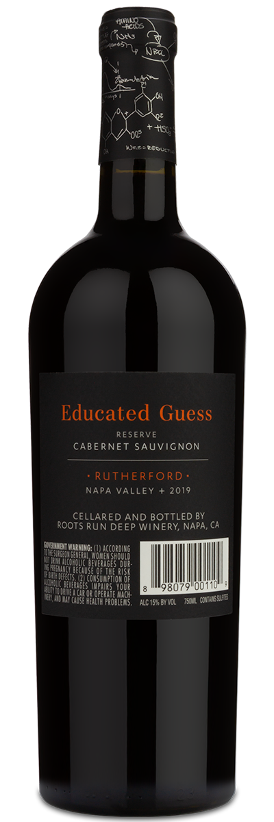 Educated Guess Cabernet Sauvignon Reserve with the winery back label.