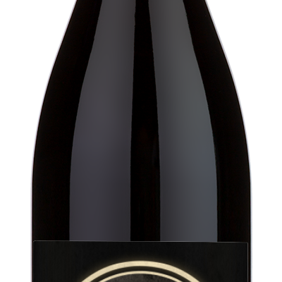 A 2023 Joseph Faiveley Bourgogne Pinot Noir bottle with a blank white label saying Your Design Here on a dark background.