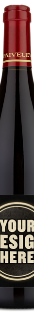 A 2023 Joseph Faiveley Bourgogne Pinot Noir bottle with a blank white label saying Your Design Here on a dark background.