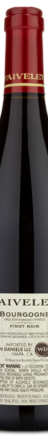 2023 Joseph Faiveley Bourgogne Pinot Noir wine bottle with red foil cap and white label on a plain background.