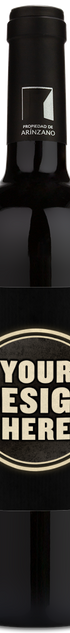 A 2018 Hacienda De Arinzano Tempranillo bottle with a custom wine label reading Your Design Here in a black circle.