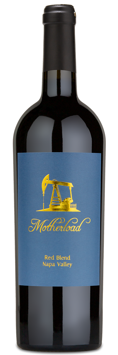 A bottle of personalwine Motherload Red Wine Blend with a cream and purple illustrated label.
