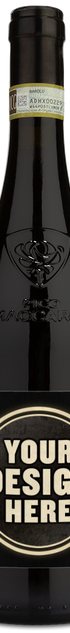 A bottle of Pico Maccario Serralunga d'Alba Barolo with a custom wine label that says your design here.