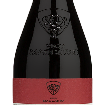 A bottle of Pico Maccario Serralunga d'Alba Barolo with the winery front label