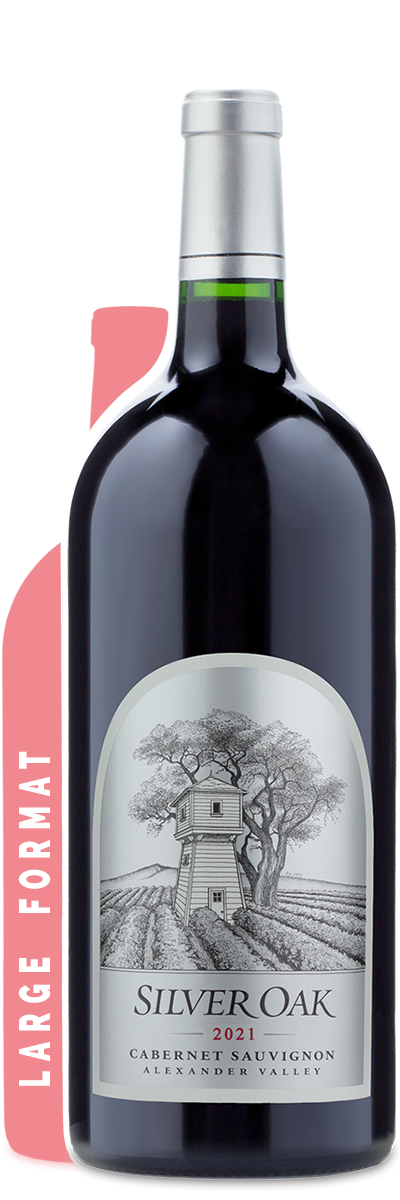 A 3L bottle of 2021 Silver Oak Alexander Valley Cabernet Sauvignon.