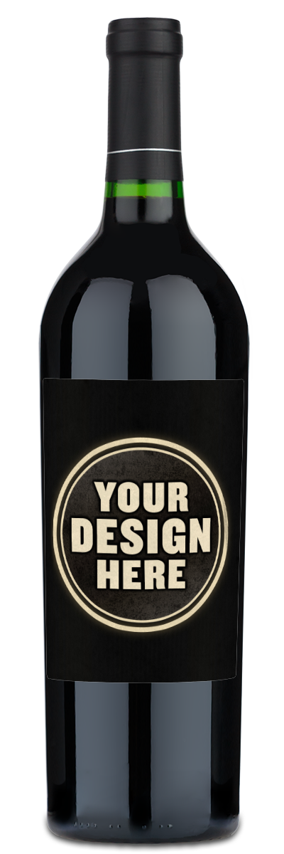 2019 Silver Oak Napa Valley Cabernet Sauvignon bottle with a black label reading Your Design Here in bold white letters.