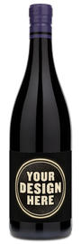 A 2023 SeaSun Pinot Noir wine bottle with a blank label that says YOUR DESIGN HERE in bold white letters.