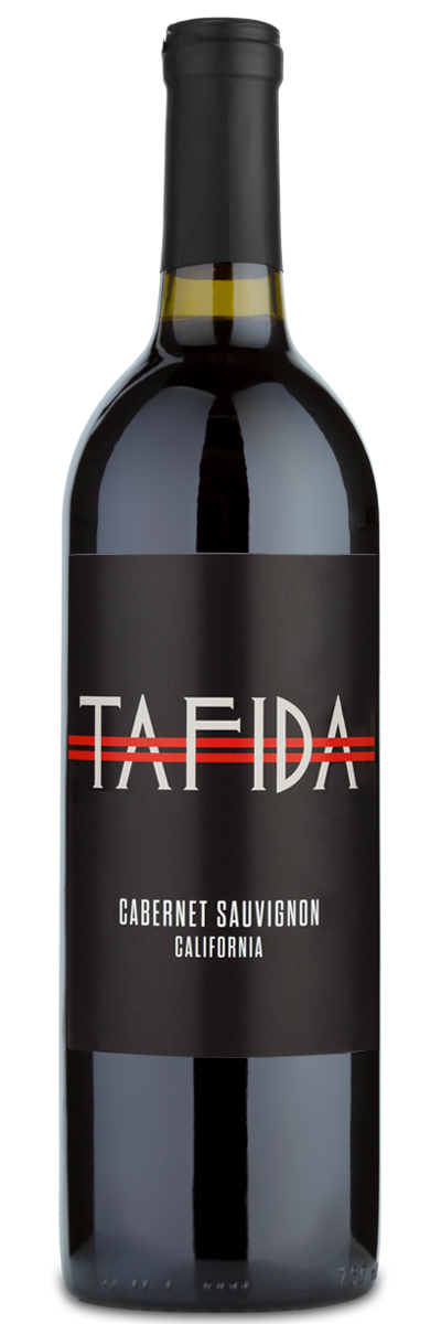 A bottle of Tafida Cabernet Sauvignon with a bold label, shown upright against a plain background.