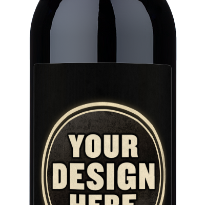 A ValDiSuga Brunello di Montalcino wine bottle with a red label featuring a white wine glass icon.