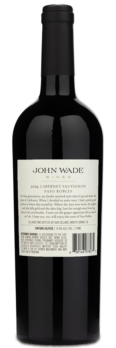 2019 John Wade Paso Robles Cabernet Sauvignon
