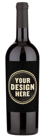 A bottle of Zahara St Helena Napa Cabernet Sauvignon with a plain black label, ready for custom design.