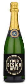 A green glass bottle labeled Albert Bichot Cremant de Bourgogne Brut Reserve with a custom label visible.