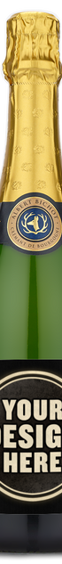 A green glass bottle labeled Albert Bichot Cremant de Bourgogne Brut Reserve with a custom label visible.