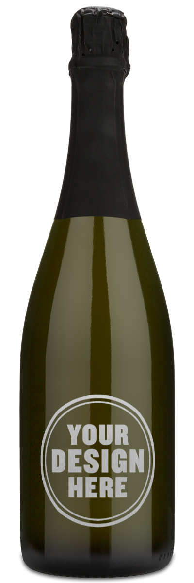 Avaline Brut Prosecco by Personal Wine with a blank label for your custom gift design inside a circle.