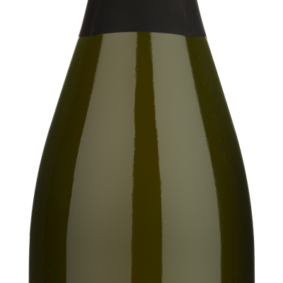 A bottle of Avaline Brut Prosecco by Personal Wine with a blue custom label and black foil-wrapped top.
