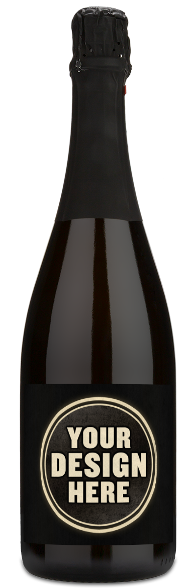 A bottle of Avaline Sparkling Wine showing a custom label.