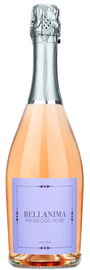 A Bellanima Prosecco Rosé sparkling wine bottle with a light pink label and foil-wrapped neck.