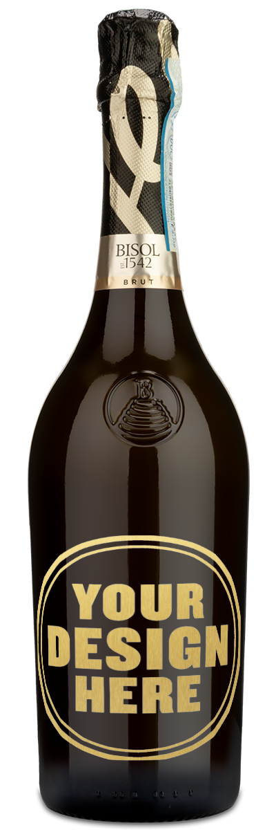 Bisol Jeio Brut Prosecco with gold engraving artwork example