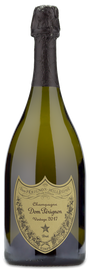 A bottle of moet-hennessey 2017 Dom Perignon Brut Champagne with a gold label on a white background.