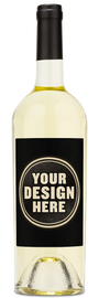 A wine bottle featuring a plain black label.