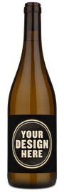 A bottle of Avaline Chardonnay with a custom label that says "Your Design Here."