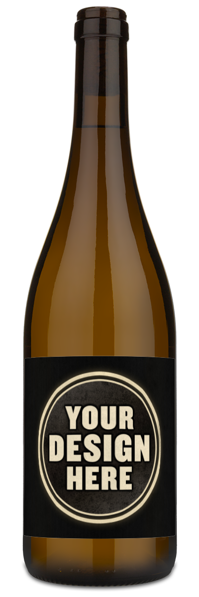 A bottle of Avaline Chardonnay with a custom label that says "Your Design Here."