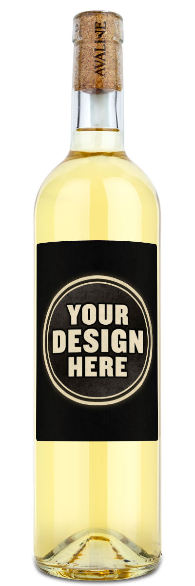 A bottle of Avaline Pinot Grigio showing a custom label.