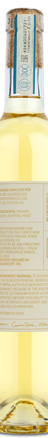 A bottle of Avaline Pinot Grigio showing the winery back label.